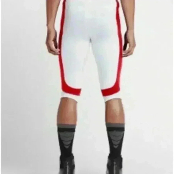 COPY - Nike Men's Open Field Football Pants White/Scarlet Red #615745/109 NWT XL - Picture 2 of 9